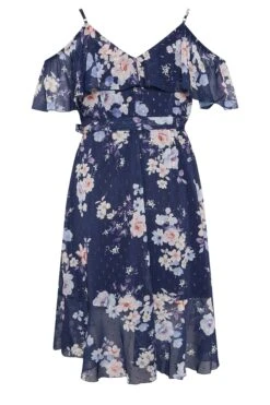 YOURS LONDON Curve Blue Floral Cold Shoulder Wrap Dress -JOICY Clothing Shop 86fd49aa 96d6 42 162051 Y