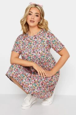 YOURS PETITE Curve Pink Ditsy Floral Print Smock Dress -JOICY Clothing Shop 879d71a7 5724 41 174424 D