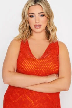 YOURS Curve Red Crochet Midaxi Dress -JOICY Clothing Shop 87cea4a3 f4cd 48 192856 D