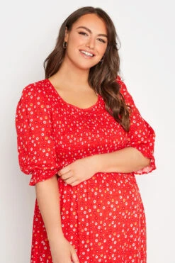 BUMP IT UP MATERNITY Curve Red Ditsy Print Tiered Dress -JOICY Clothing Shop 89f31a29 1842 44 158350 D