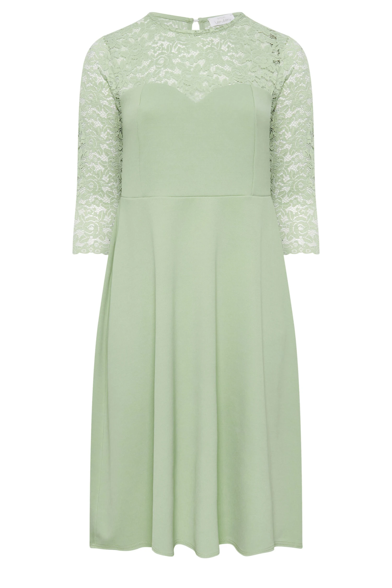 YOURS LONDON Curve Sage Green Lace Sweetheart Midi Dress 5 YOURS LONDON Curve Sage Green Lace Sweetheart Midi Dress - Image 5