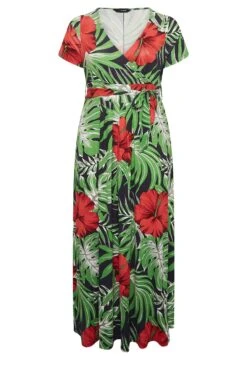 YOURS Curve Green & Red Floral Front Tie Maxi Dress -JOICY Clothing Shop 8c5874a3 0912 41 301697 X