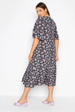 YOURS Curve Black Ditsy Print Side Split Midi Dress -JOICY Clothing Shop 8c881260 1777 48 173812 C