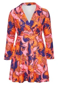LIMITED COLLECTION Curve Pink & Orange Paisley Print Blazer Dress -JOICY Clothing Shop 8c8f71b4 a680 4b 215099 X