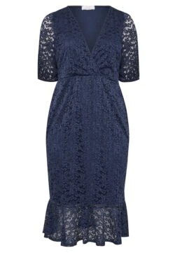 YOURS LONDON Navy Blue Lace Wrap Dress -JOICY Clothing Shop 8e4b4a94 03fa 4d 162183 X