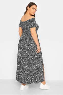 YOURS Curve Black Floral Shirred Bardot Maxi Dress -JOICY Clothing Shop 8f743924 9e33 48 137289 C