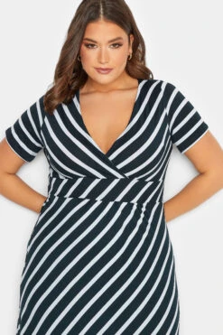 YOURS Curve Navy Blue Stripe Print Swing Dress -JOICY Clothing Shop 8fb1fef6 4cf7 44 301021 C
