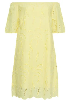 YOURS Curve Yellow Broderie Anglaise Bardot Dress -JOICY Clothing Shop 90149df4 d402 47 137514 X