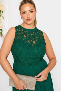 YOURS LONDON Curve Forest Green Lace Front Chiffon Maxi Dress -JOICY Clothing Shop 9048e6cf c6f4 4a 161891 D