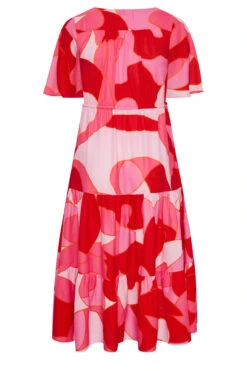 YOURS Curve Pink Abstract Print Tiered Dress -JOICY Clothing Shop 91ec89d1 d4bf 43 137333 Y
