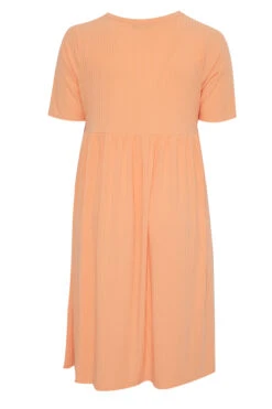 LIMITED COLLECTION Curve Light Orange Ribbed Peplum Midi Dress -JOICY Clothing Shop 921e8883 7750 4b 214631 Y