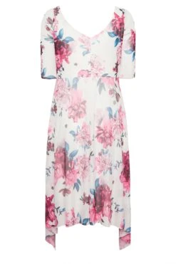 YOURS LONDON Curve White Floral Cowl Neck Mesh Dress -JOICY Clothing Shop 9246f588 f2a6 45 162123 Y
