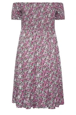 YOURS Curve Pink Floral Ditsy Shirred Midi Dress -JOICY Clothing Shop 925cd906 9b3d 47 137332 Y