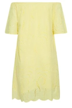 YOURS Curve Yellow Broderie Anglaise Bardot Dress -JOICY Clothing Shop 9312d2ad a963 4c 137514 Y