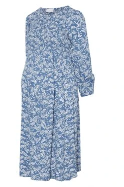 BUMP IT UP MATERNITY Curve Blue Ditsy Print Shirred Smock Dress -JOICY Clothing Shop 9413627c d25a 47 158366 X