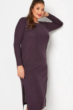 LIMITED COLLECTION Curve Purple Ribbed Dress -JOICY Clothing Shop 968e5365 760c 41 215185 D