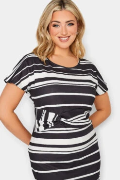 YOURS PETITE Curve Black & White Stripe Knot Midi Dress -JOICY Clothing Shop 97183a25 6a60 41 174578 D