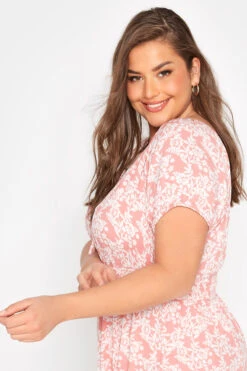 YOURS Curve Pink Floral Bardot Maxi Dress -JOICY Clothing Shop 97cc19c6 b8aa 44 137115 D