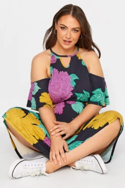 YOURS Curve Black Floral Cold Shoulder Dress -JOICY Clothing Shop 9a710fdf ac9d 41 300800 D