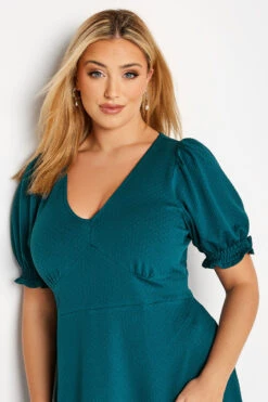 YOURS Curve Teal Blue Ruffle Hem Mini Dress 8 YOURS Curve Teal Blue Ruffle Hem Mini Dress -JOICY Clothing Shop 9b2b9218 f32e 47 174145 D