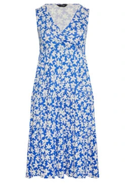 YOURS Curve Blue Floral Print Wrap Midi Dress -JOICY Clothing Shop 9bdedba3 ee31 44 301899 X