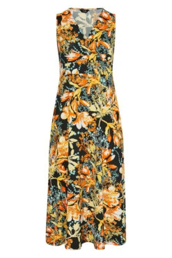 YOURS Curve Black & Orange Floral Maxi Dress -JOICY Clothing Shop 9c8bae0b 27d4 49 300810 X