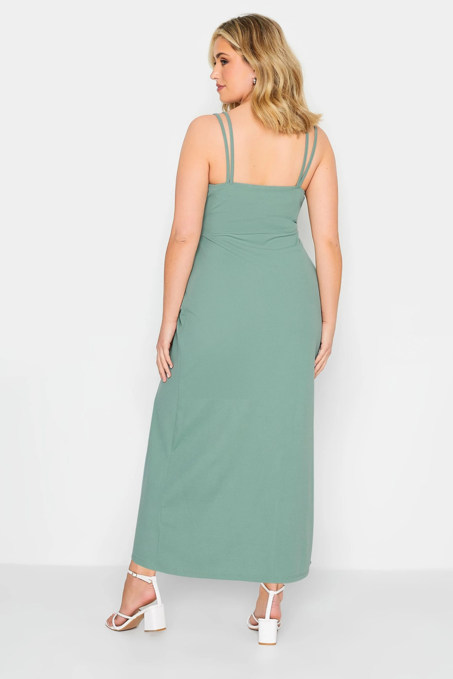 YOURS PETITE Curve Sage Green Split Hem Maxi Dress 2 YOURS PETITE Curve Sage Green Split Hem Maxi Dress - Image 2