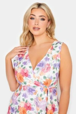 YOURS PETITE Curve White Floral Dipped Hem Midi Dress -JOICY Clothing Shop 9dc5f816 613a 4c 174554 D