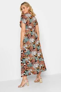 YOURS Curve Black & Orange Leaf Print Maxi Dress -JOICY Clothing Shop a001b624 9de8 4c 302065 C