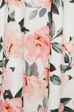 YOURS LONDON Curve White & Pink Floral Bardot Midi Dress -JOICY Clothing Shop a10bcf16 7a4b 40 162216 Z