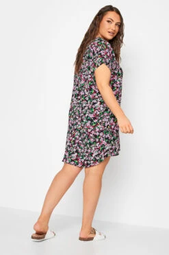 YOURS Curve Black & Pink Floral Print Shift Dress 7 YOURS Curve Black & Pink Floral Print Shift Dress -JOICY Clothing Shop a212be50 4e1f 4e 137527 C