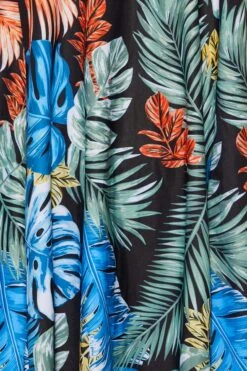 YOURS Curve Black Leaf Print Angel Sleeve Tummy Control Swim Dress -JOICY Clothing Shop a23a00b5 47b7 41 150256 Z