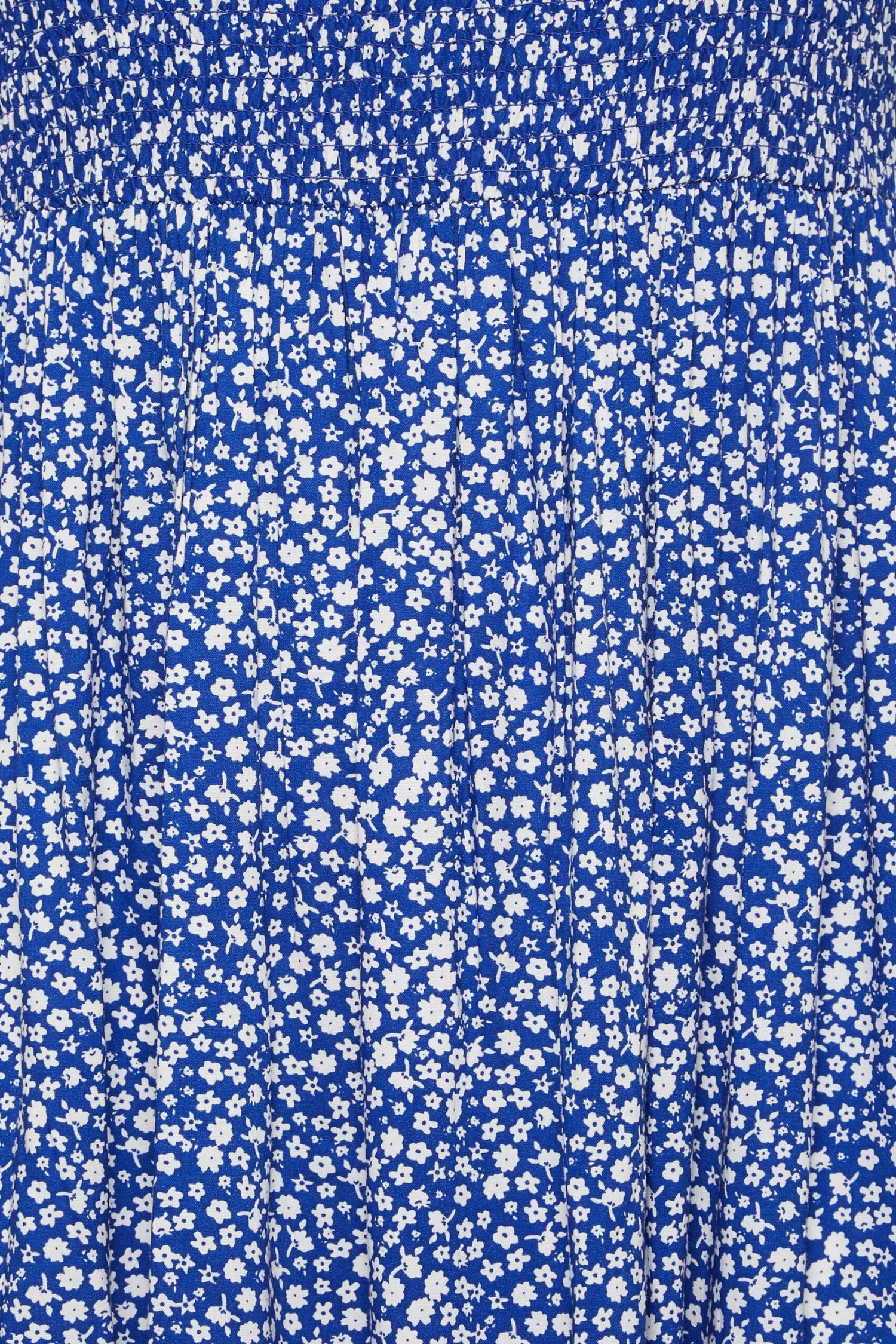 YOURS Curve Cobalt Blue Ditsy Print Shirred Bardot Maxi Dress 4 YOURS Curve Cobalt Blue Ditsy Print Shirred Bardot Maxi Dress - Image 4