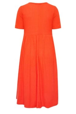 LIMITED COLLECTION Curve Orange Ribbed Peplum Midi Dress -JOICY Clothing Shop a2879b9f 127b 4c 215745 Y