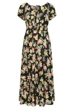 YOURS Curve Black Tropical Print Bardot Maxi Dress 10 YOURS Curve Black Tropical Print Bardot Maxi Dress -JOICY Clothing Shop a426d92c e785 43 137324 X