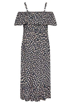 LIMITED COLLECTION Curve Navy Blue Daisy Print Cold Shoulder Dress -JOICY Clothing Shop a4c9fe86 71b0 46 215642 Y