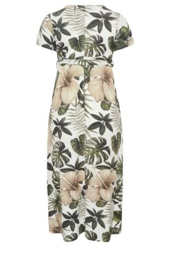 YOURS Curve White Tropical Leaf Print Wrap Dress -JOICY Clothing Shop a5d6e9e5 4cd6 49 301990 Y