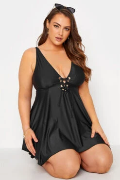 YOURS Curve Black Eyelet Lace Up Tummy Control Swim Dress 9 YOURS Curve Black Eyelet Lace Up Tummy Control Swim Dress -JOICY Clothing Shop a9cf40fc 536f 4e 150212 D