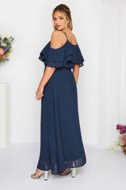 YOURS LONDON Curve Navy Blue Bardot Ruffle Maxi Dress -JOICY Clothing Shop ab11bc80 fa3f 48 161879 C