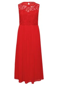 YOURS LONDON Curve Red Lace Front Chiffon Maxi Dress -JOICY Clothing Shop ab2ec92c 8ab3 46 161892 X