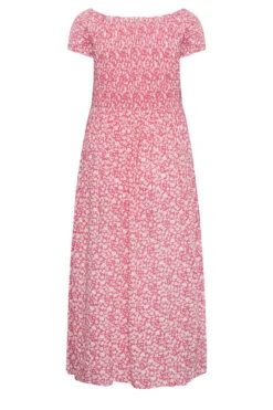 YOURS Curve Pink Ditsy Floral Bardot Maxi Dress -JOICY Clothing Shop ae035f8a 6037 42 137341 Y