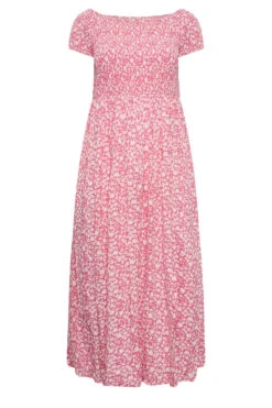 YOURS Curve Pink Ditsy Floral Bardot Maxi Dress -JOICY Clothing Shop b1116bb4 0706 49 137341 X