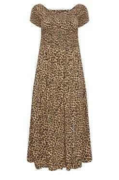 YOURS Curve Brown Leopard Print Shirred Maxi Dress -JOICY Clothing Shop b12a32b6 566a 44 137345 X