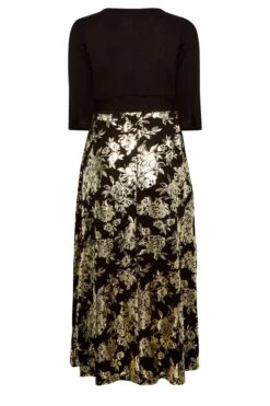 YOURS LUXURY Curve Black Foil Floral Print Wrap Dress -JOICY Clothing Shop b2087a18 5b56 47 301807 Y