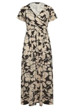 YOURS Curve Black & Beige Brown Floral Wrap Front Tie Maxi Dress -JOICY Clothing Shop b23debdf 4c90 40 137435 X