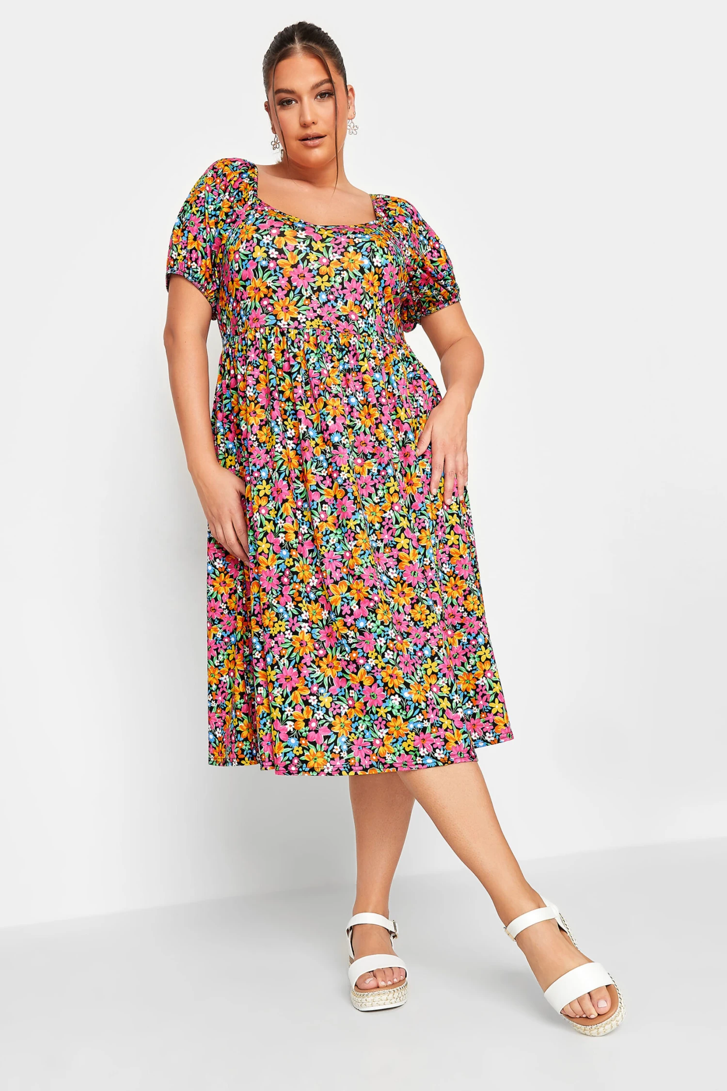 LIMITED COLLECTION Curve Yellow Floral Midaxi Dress 2 LIMITED COLLECTION Curve Yellow Floral Midaxi Dress - Image 2