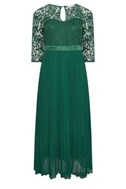 YOURS LONDON Curve Forest Green Lace Pleated Maxi Dress -JOICY Clothing Shop b3151cf5 9a4f 47 161902 X