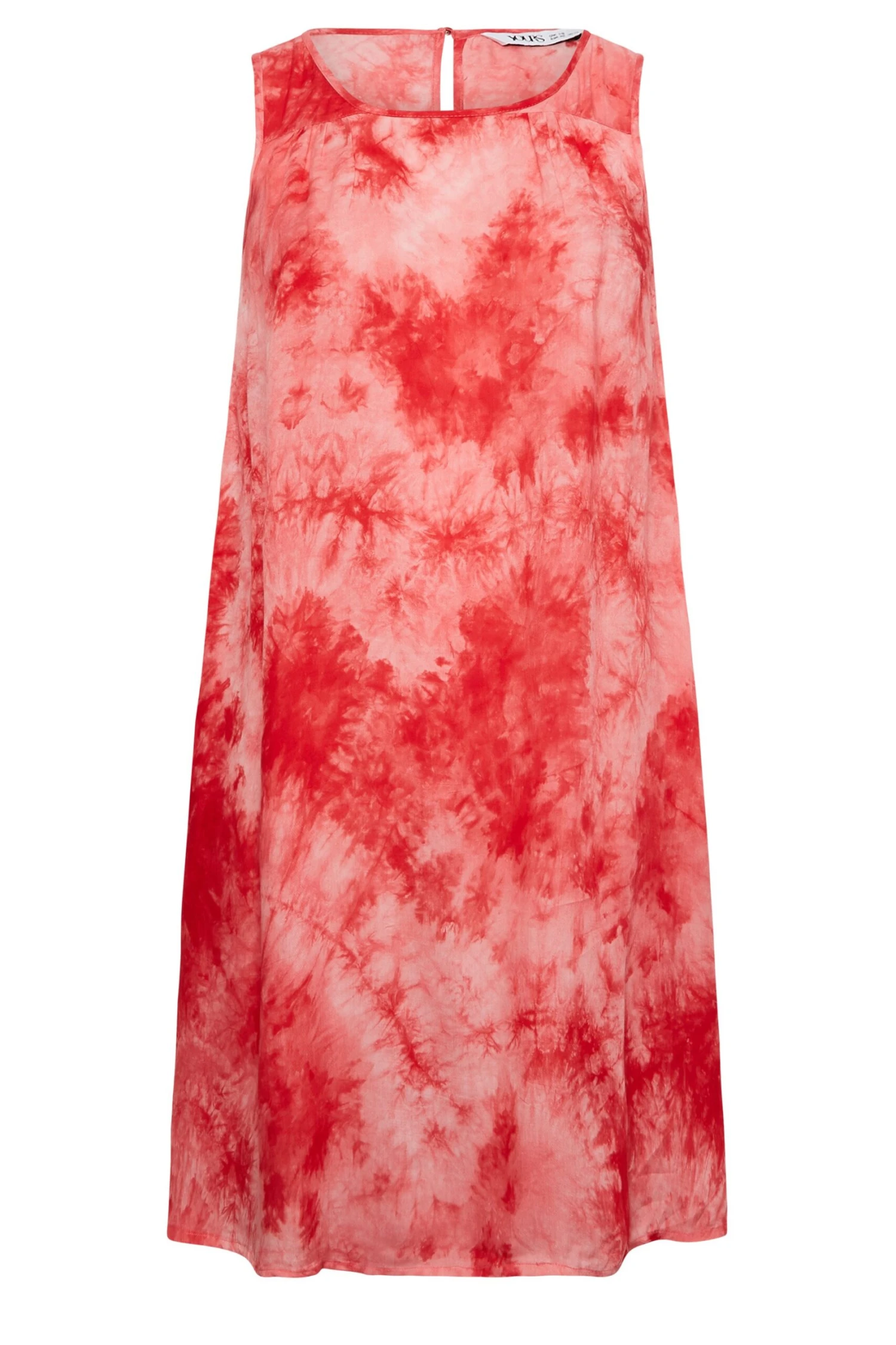 YOURS Curve Coral Orange Tie Dye Print Swing Dress 5 YOURS Curve Coral Orange Tie Dye Print Swing Dress - Image 5