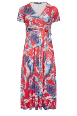 YOURS Curve Red Leaf Print Maxi Wrap Dress -JOICY Clothing Shop b4c342ac 3aad 43 302164 X