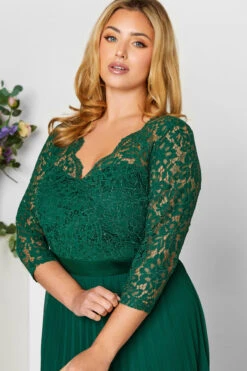 YOURS LONDON Curve Forest Green Lace Pleated Maxi Dress -JOICY Clothing Shop b6ea98fa b5bc 40 161902 D